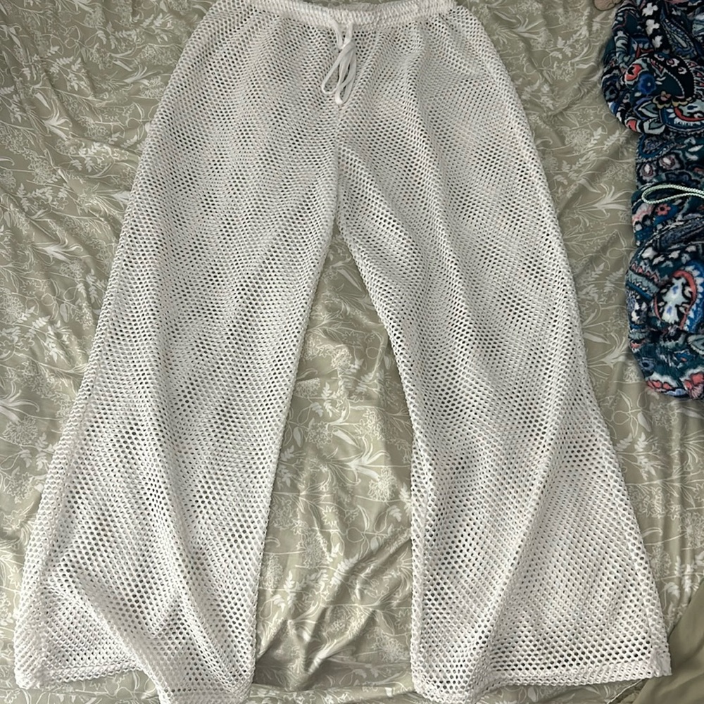 White mesh pants